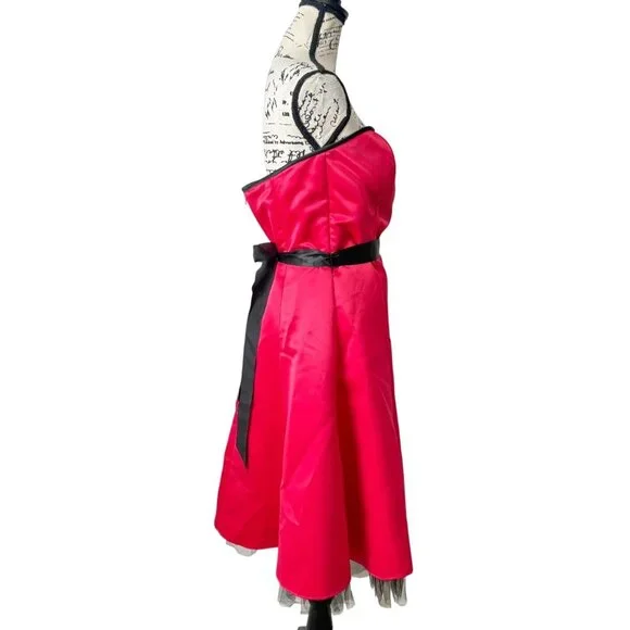 Jessica McClintock Gunne Sax Strapless Dress Pink Black Satin Tulle Size 11/12 - Picture 2 of 7
